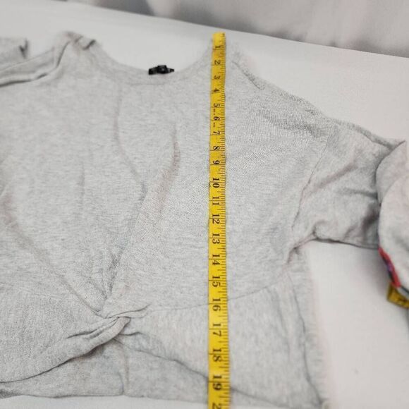 Express Size Small Grey Cold Shoulder with Embroidered Floral Sleeve Comfort Lon - Picture 3 of 7